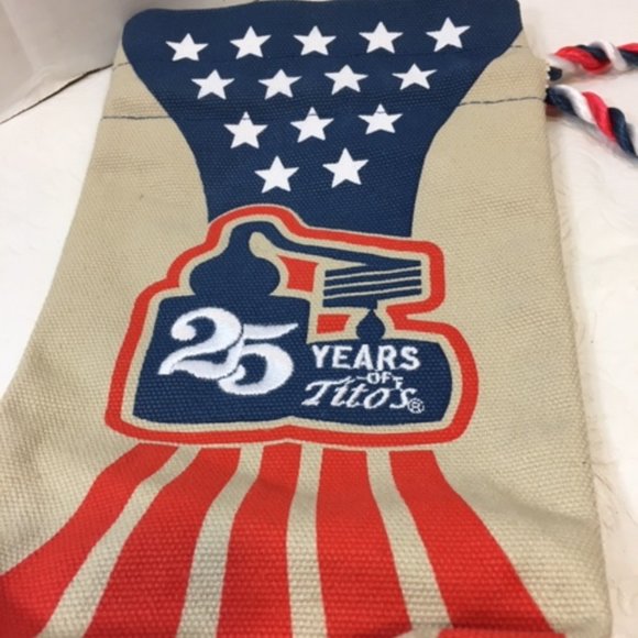 Tito's Vodka Bottle Bag Drawstring America Red White & Blue 25 Years Patriot - Picture 4 of 5